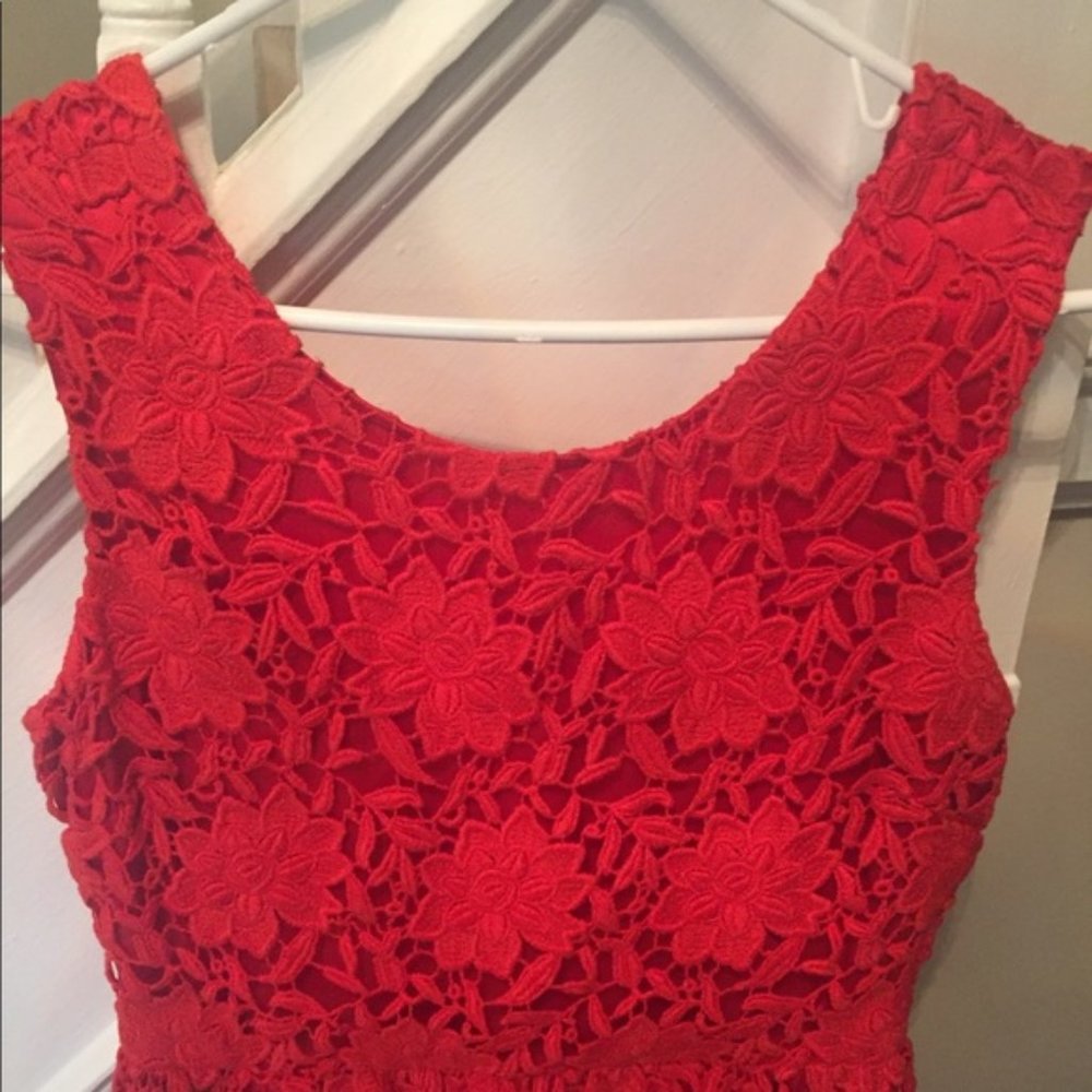 kate spade - Red Lace dress - full skirt - Picture 2 of 5